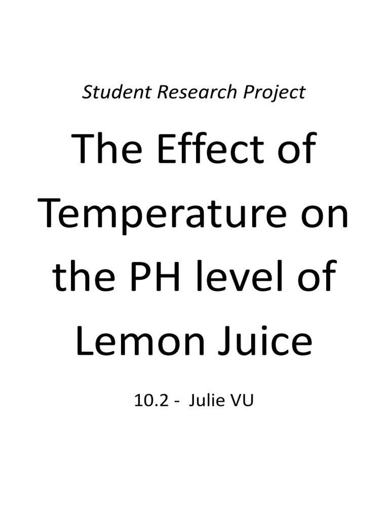 The Effect of Temperature On The PH Level of Lemon Juice PDF Ph Lemon