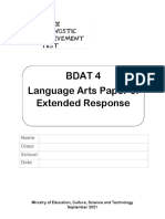 BDAT 4 Language Arts Paper 3 Extended Response