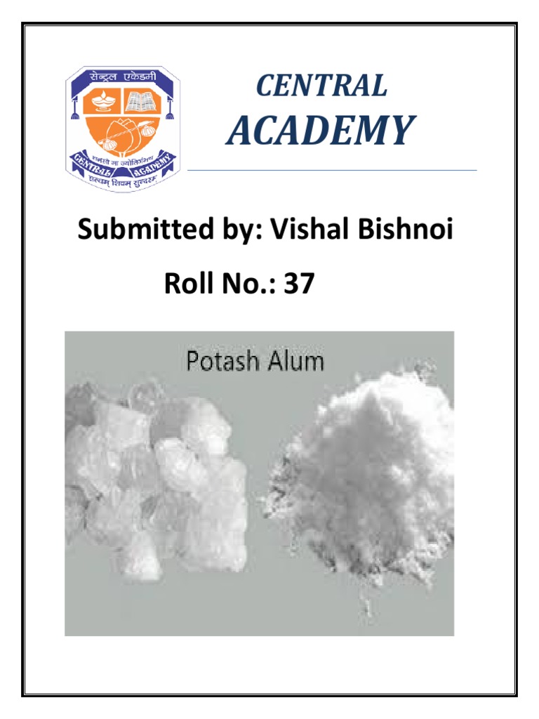 Preparation of Potash Alum PDF Aluminium Precipitation (Chemistry)