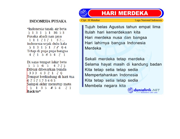 Lirik lagu indonesia pusaka indonesia merdeka pdf