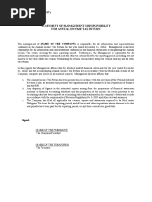 Statement of Management Responsibility
