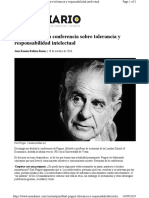Karl Popper su conferencia sobre tolerancia y responsabilidad intelectual