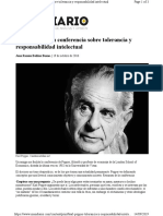 Karl Popper Su Conferencia Sobre Tolerancia y Responsabilidad Intelectual