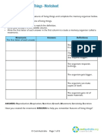 Classification of Living Things - Worksheet: Part A: Preparation