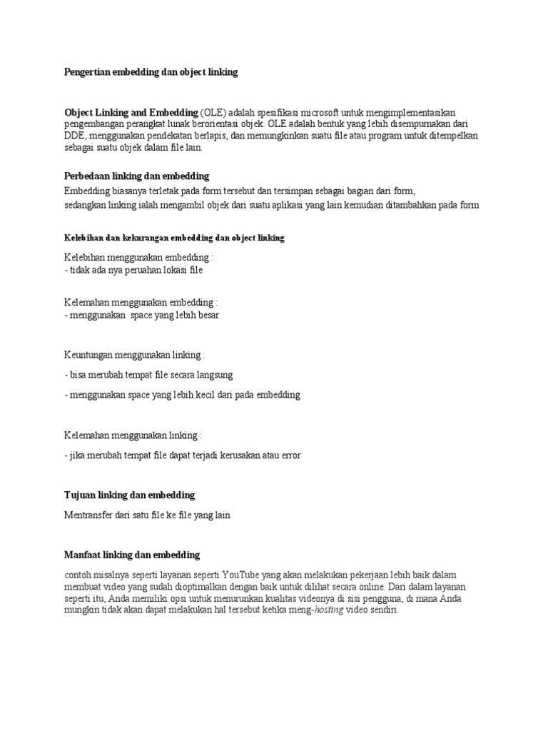 Perbedaan Linking dan Embedding OLE | PDF | Karier & Perkembangan ...