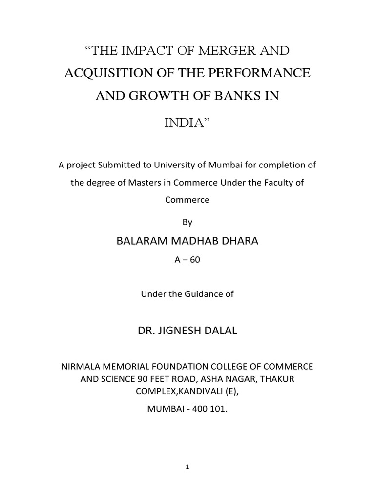 Impact of M&A on Indian Banks' Growth | PDF | Mergers And Acquisitions ...