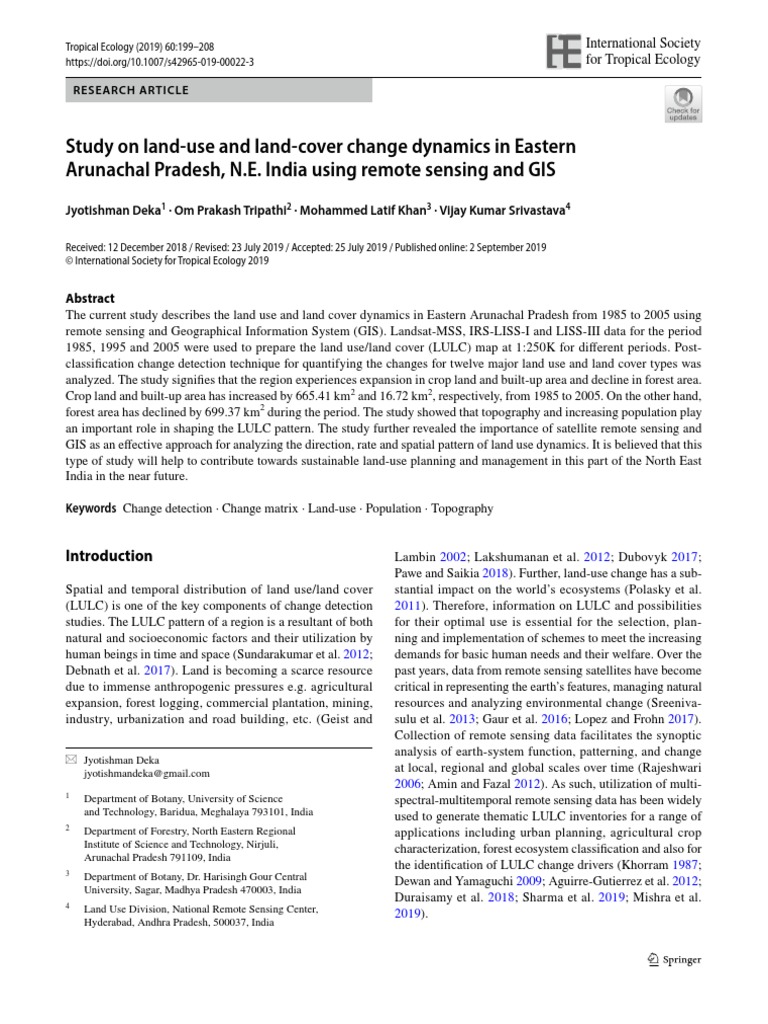 Study On Land Use and Land Cover Change Dynamics in Eastern | PDF ...