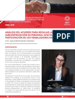 Análisis Del Acuerdo para Regular La Subcontratación de Personal Afectando La Participación de Los Trabajadores en Las Utilidades