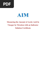 Measuring The Amount of Acetic Acid in Vinegar by Titration With An Indicator Solution Certificate