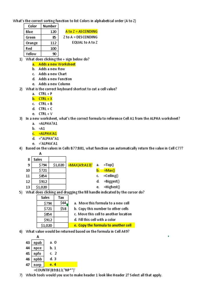 Indeed Excel Quiz | PDF