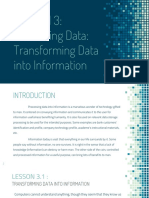 Lesson 3: Processing Data: Transforming Data Into Information