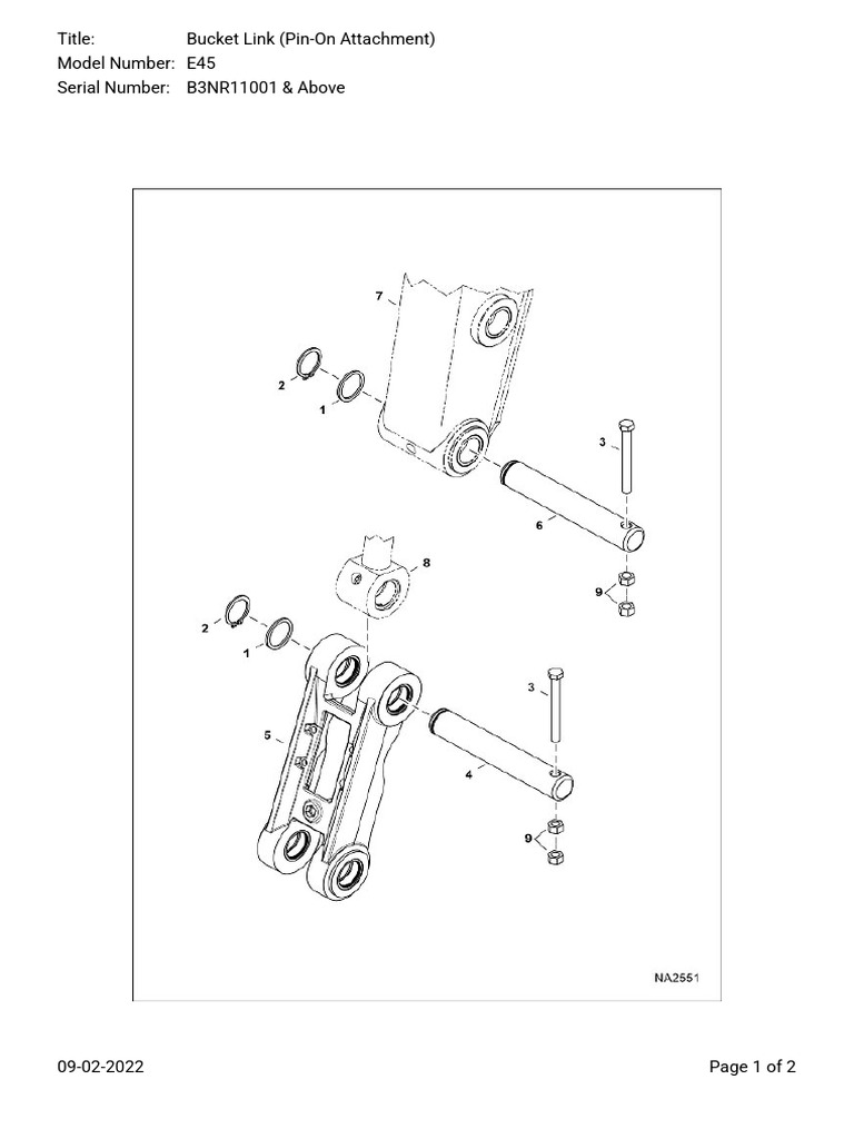 E45 Bucket Link Pin-On Attachment Parts | PDF | Technology & Engineering