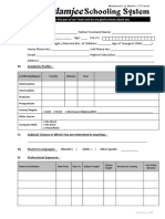 EMPLOYMENT FORM - Information About Myself