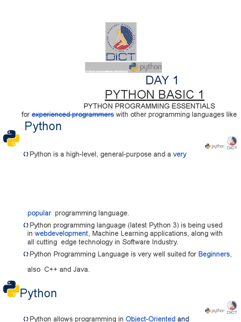 Phython Day1 | PDF | Python (Programming Language) | Computer Programming