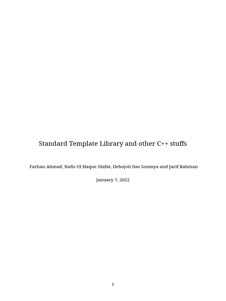 Standard Template Library and Other C++ Stuffs | PDF