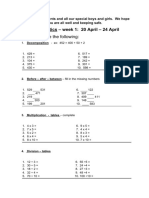Mathematics - Week 1: 20 April - 24 April: Please Complete The Following
