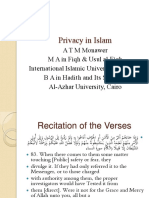 Privacy in Islam: Bases and Criteria