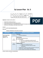 Daily Lesson Plan Gr. 3: 1st Session Review/ Classwork