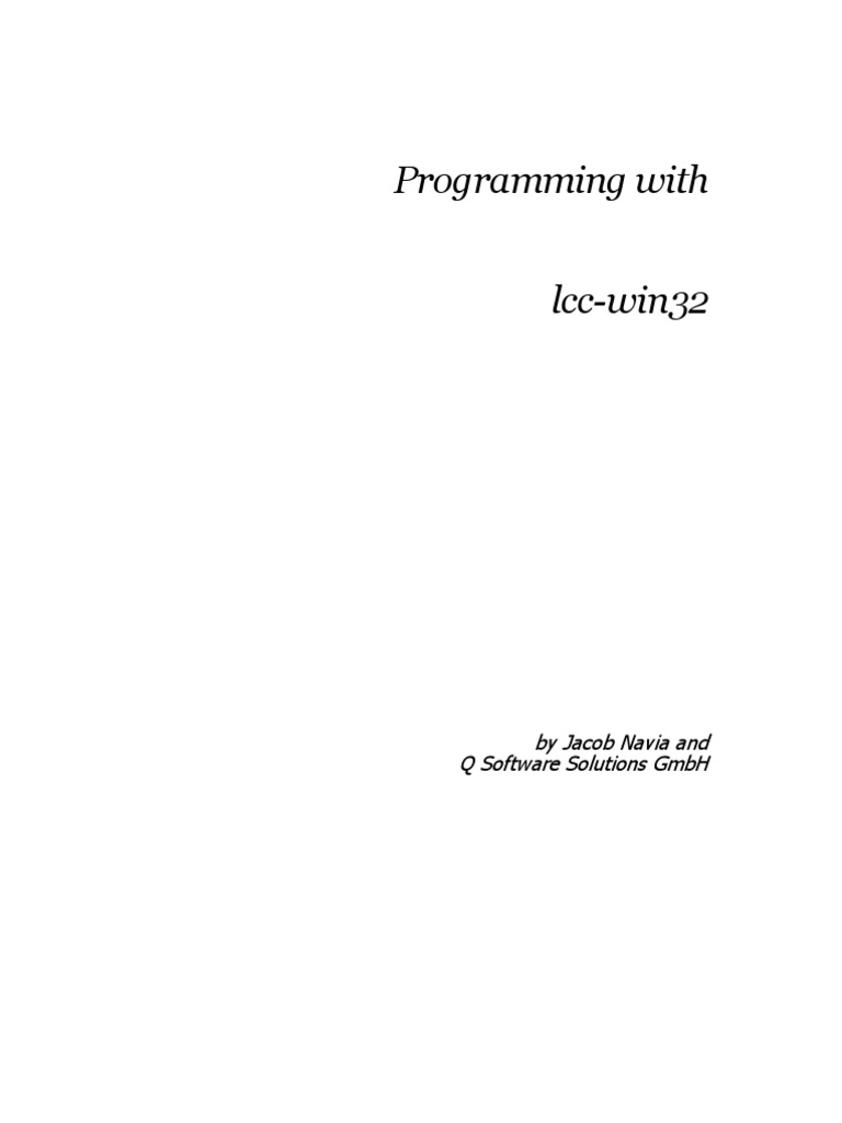 Programming With Lcc Win32 C Programming Language Command Line Interface