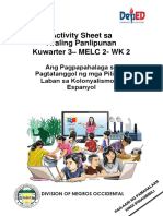 Activity Sheet Sa Araling Panlipunan Kuwarter 3 - MELC 2-WK 2