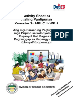Activity Sheet Sa Araling Panlipunan Kuwarter 3 - MELC 1-WK 1