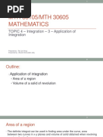 MTH 30105/MTH 30605 Mathematics: TOPIC 4 - Integration - 3 - Application of Integration