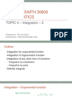 MTH 30105/MTH 30605 Mathematics: TOPIC 4 - Integration - 2
