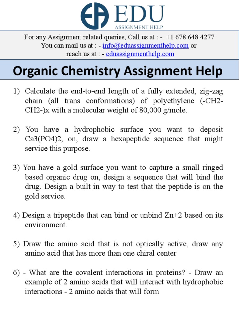 organic chemistry assignment help