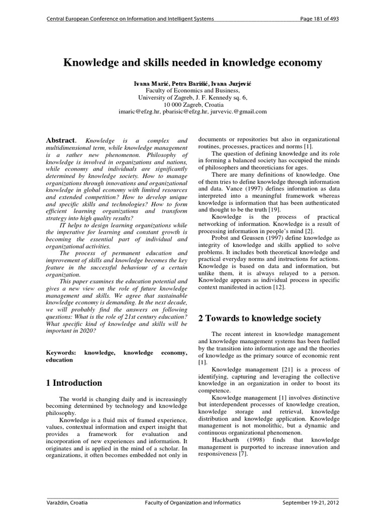 Knowledge Management in the Economy | PDF | Information | Knowledge ...