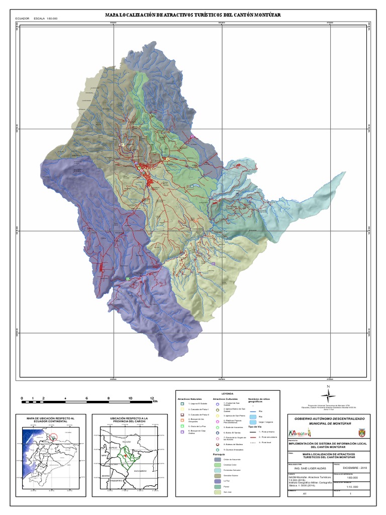 Mapa de los principales atractivos turísticos del cantón Montúfar ...