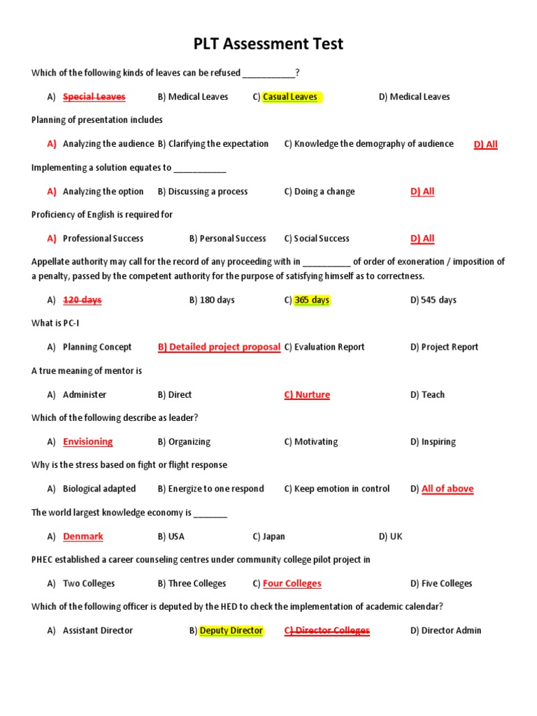 PLT Assessment Test Overview | PDF | Mentorship | Harassment