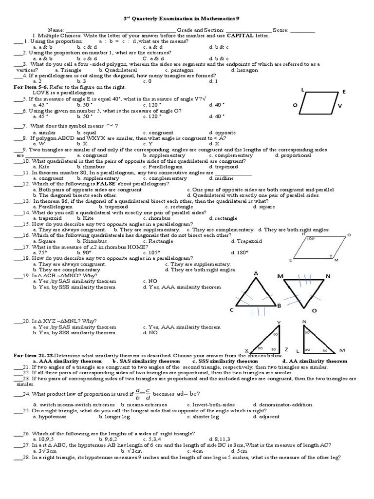TQ Math 9 | Descargar gratis PDF | Rectangle | Triangle