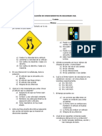 Evaluación de Conocimientos en Seguridad Vial