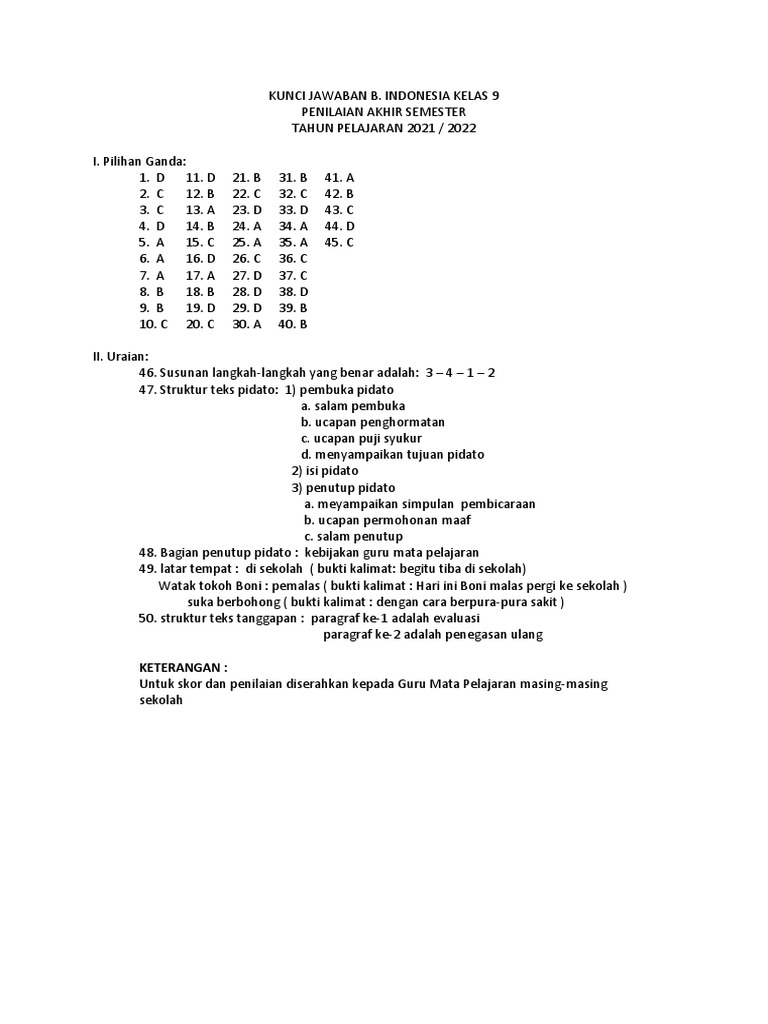 Kunci Jawaban B Indonesia Kelas 9 Pdf