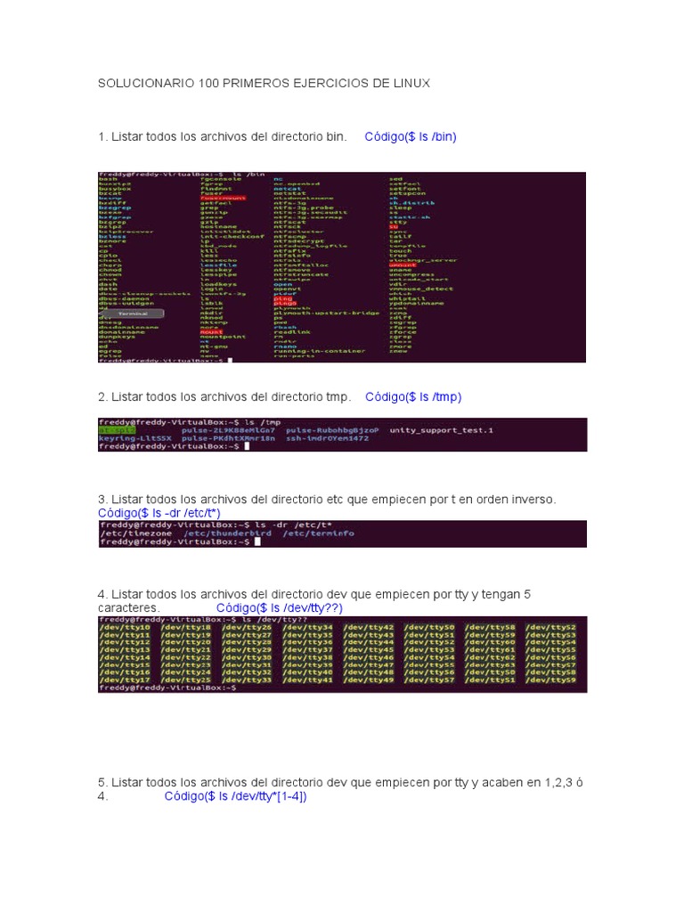 Solucionario 100 Ejercicios Linux | PDF | Archivo de computadora ...