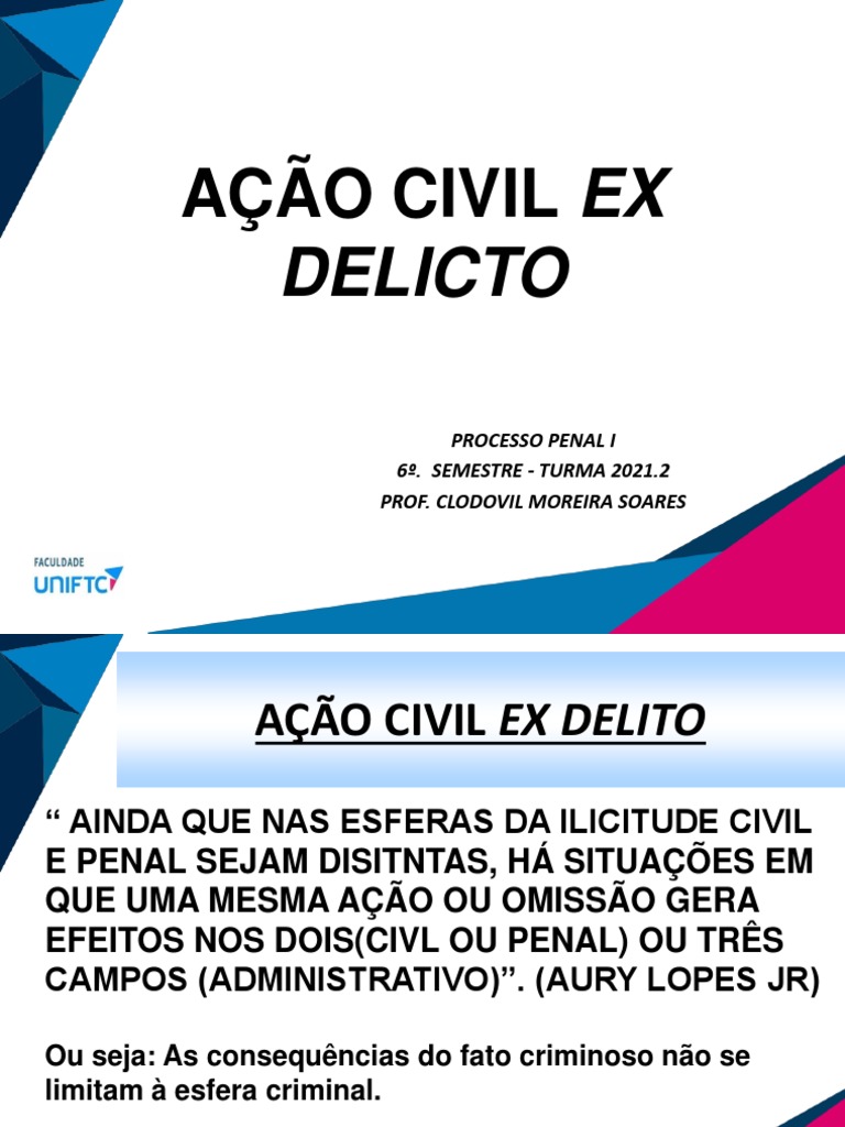 Ação Civil Ex Delicto: Conceitos e Legislação | PDF | Sentença ...