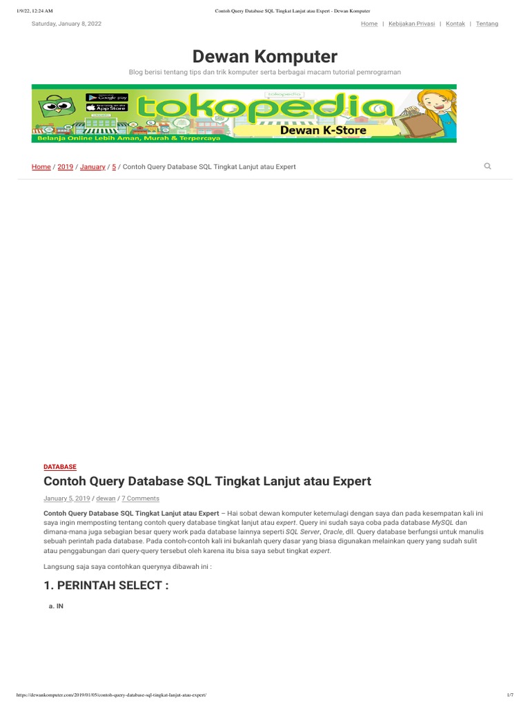 Contoh Query Database Mysql Interview