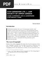 CCH Canadian Ltd. V. Law Society of Upper Canada: Case Comment On A Landmark