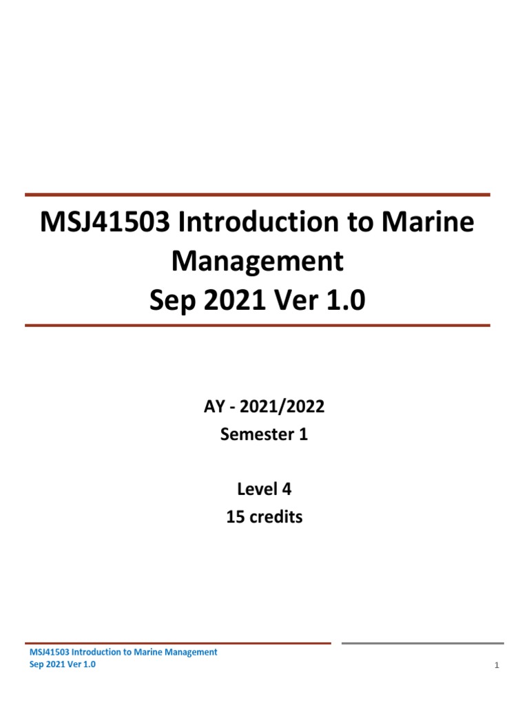 MSJ41503 Intro To Maritime Management PDF Occupational Safety And