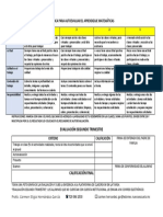 Autoevaluación matemáticas rubrica aprendizaje