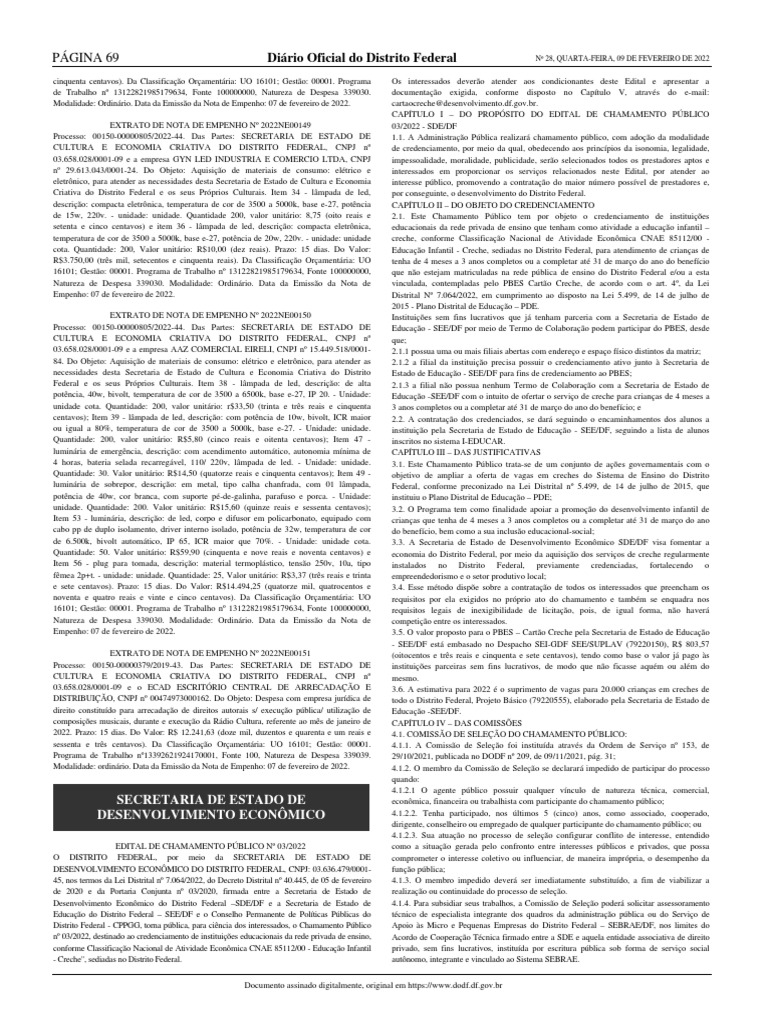 DODF 028 09-02-2022 INTEGRA-páginas-69-72 | PDF | Administração pública ...