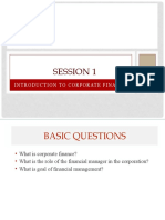Session 1: Introduction To Corporate Finance