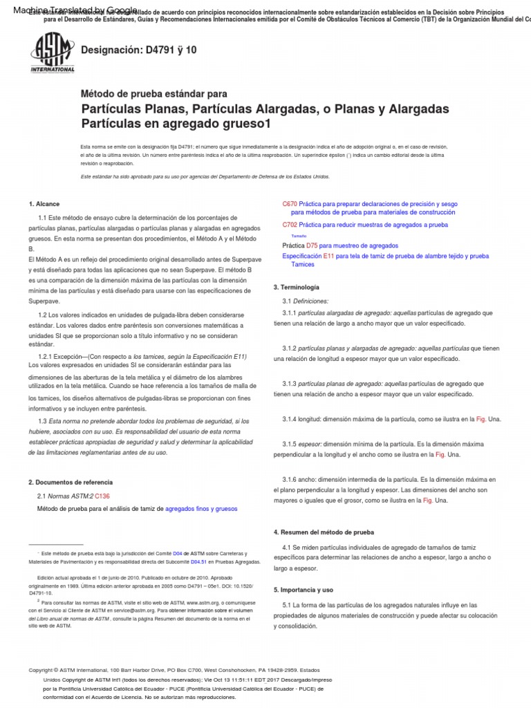 ASTM D4791 Método de Prueba Estándar para Partículas Planas, Partículas