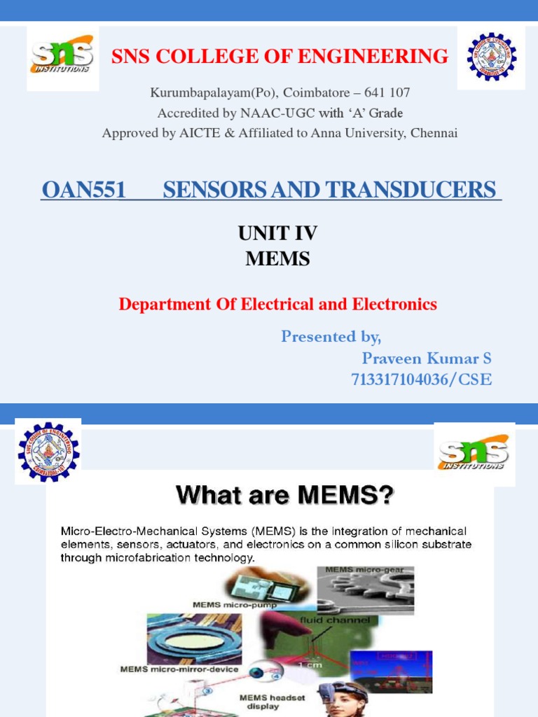 Oan551 Sensors and Transducers Sns College of Engineering PDF