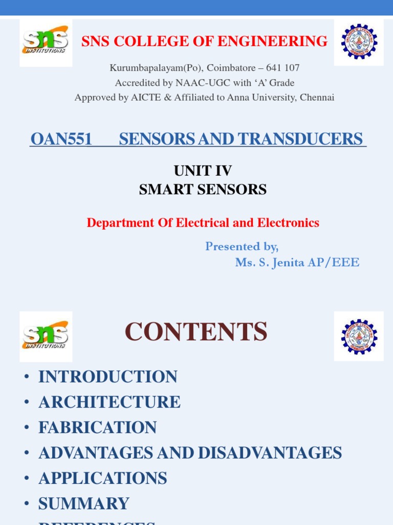 Oan551 Sensors and Transducers Sns College of Engineering PDF