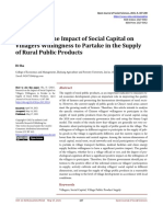 Research On The Impact of Social Capital On Villagers Willingness To Partake in The Supply of Rural Public Products