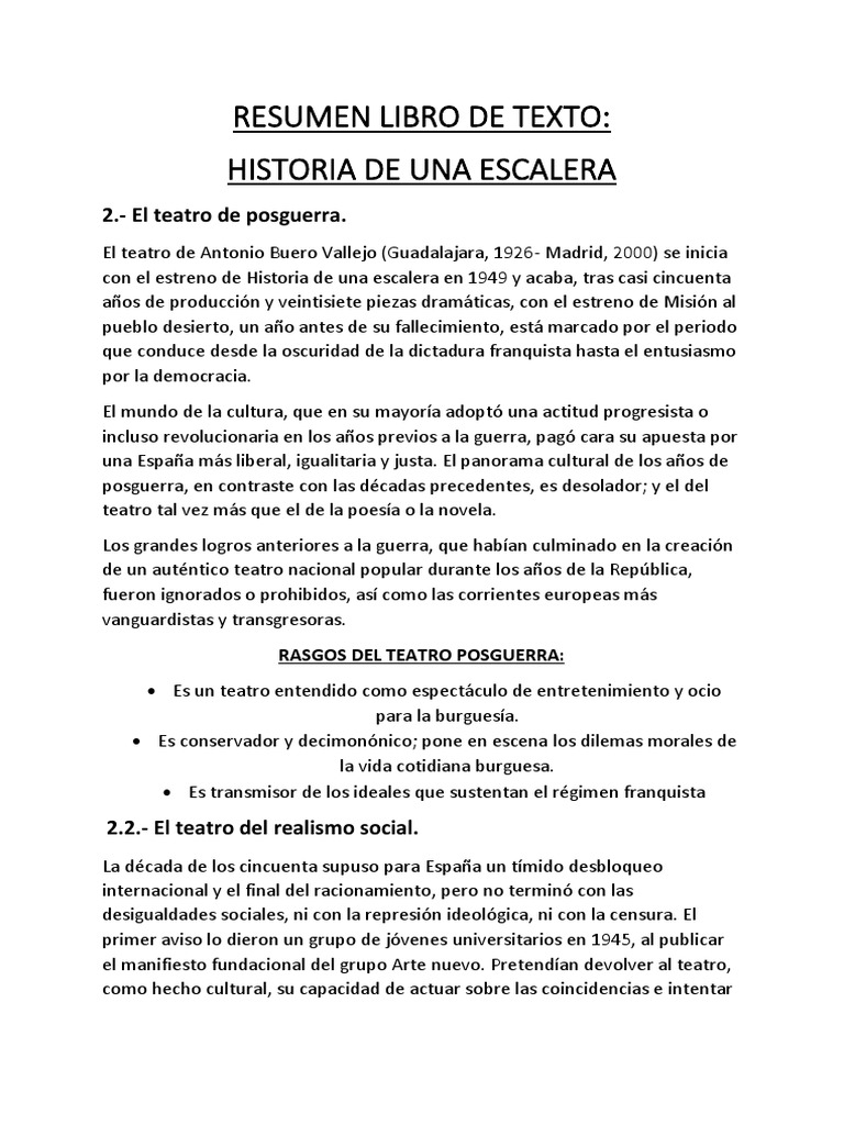 Resumen Historia de Una Escalera, PDF, España franquista