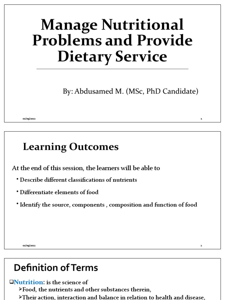 Managing Nutritional Problems Effectively | PDF | Nutrients | Foods
