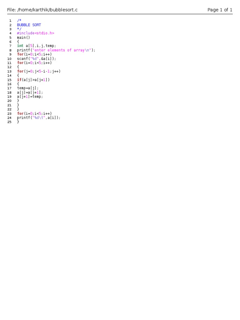 Bubble Sort | PDF | Teaching Methods & Materials