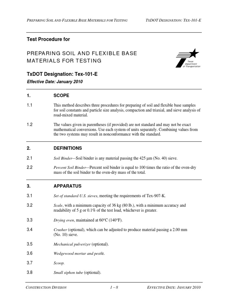 Soil and Flexible Base Testing Methods | PDF | Soil | Materials